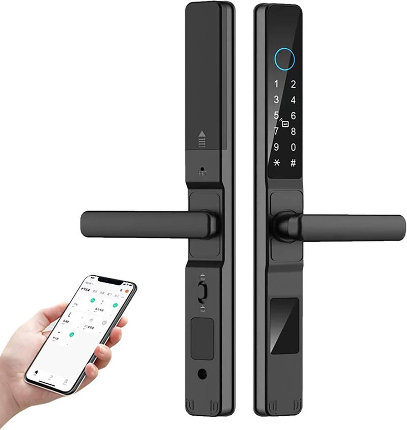 HiFam Fingerprint Door Lock, TUYA APP Control Smart Lock Electronic Door Lock with Code Passcode Biometric Door Handle, IC Card Key Unlock - Image 1